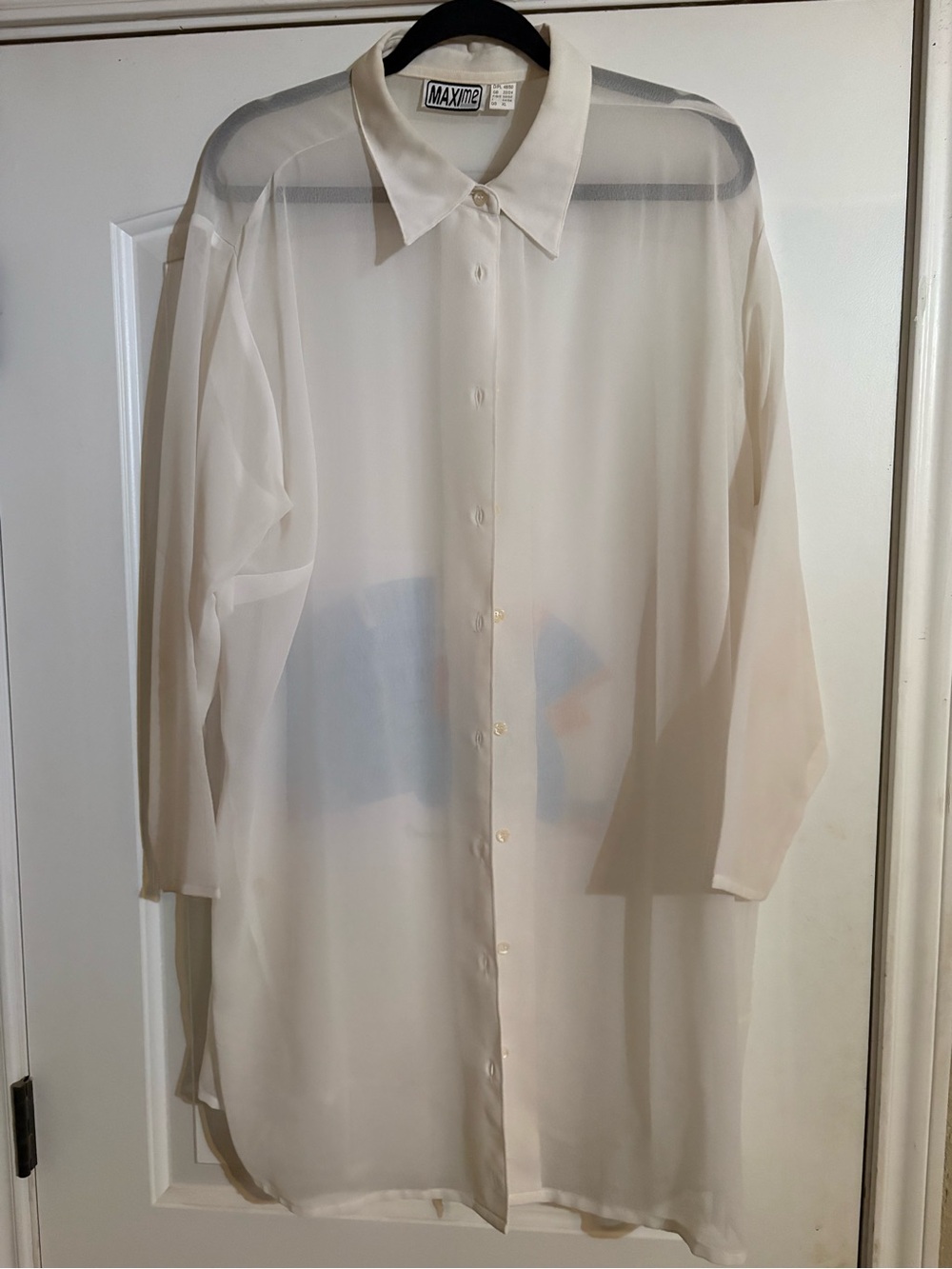 Maxime Sheer Longline Button-Down Shirt in Cream